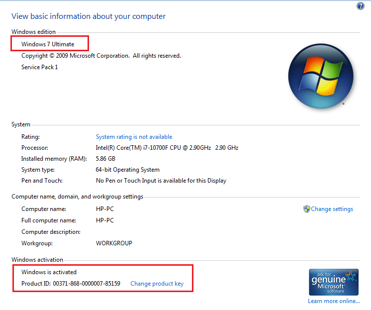 Windows 7 Ultimate product key free
