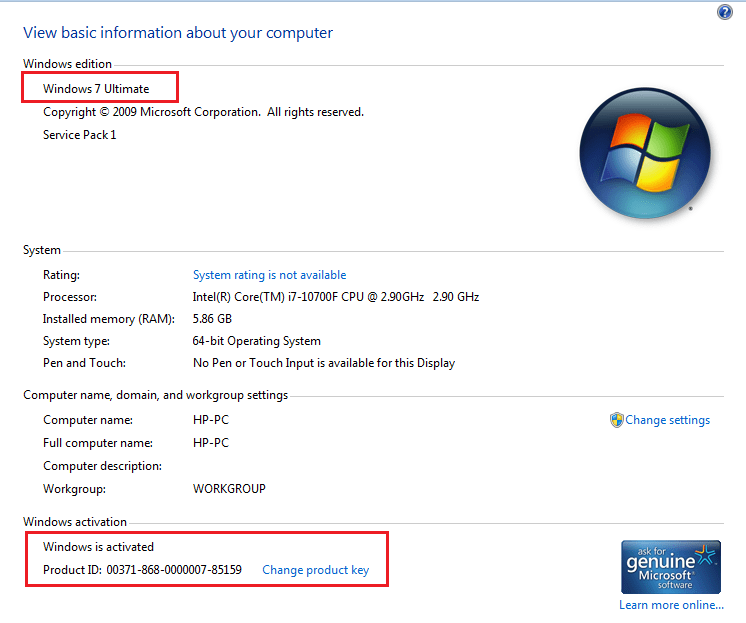 windows 7 product key