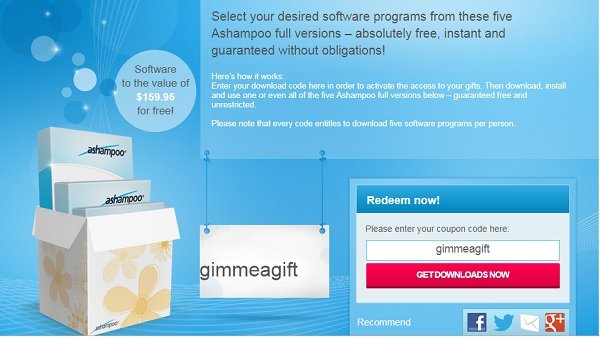 Free full licenses of 5 software from Ashampoo