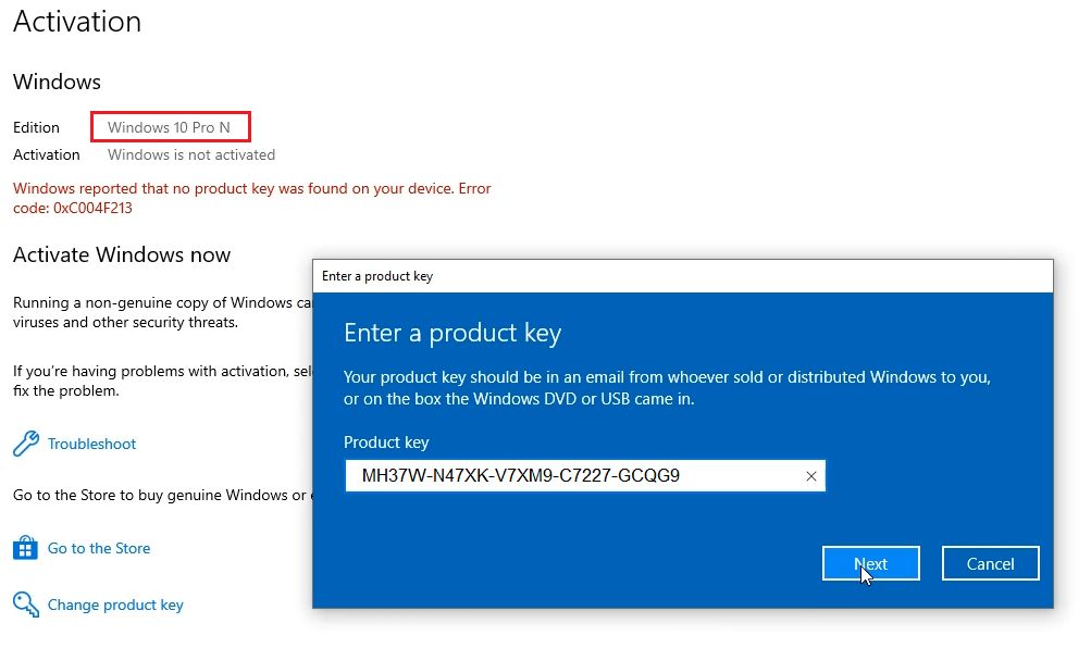 Free Windows 10 Pro N Product Key