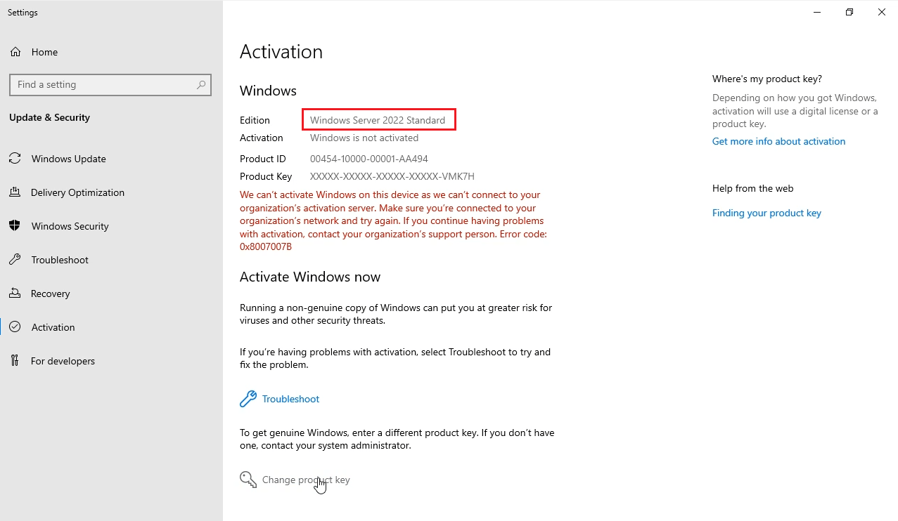 How to upgrade Windows Server 2022 Evaluation to Full Version