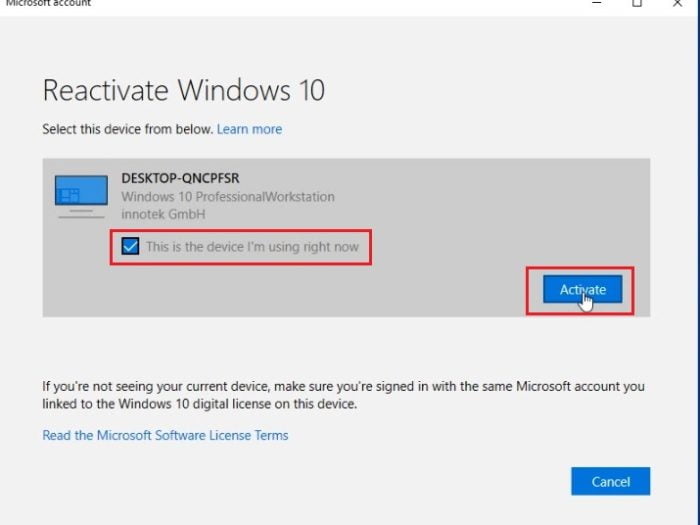 How to reactivate Windows 10/11 after a hardware change