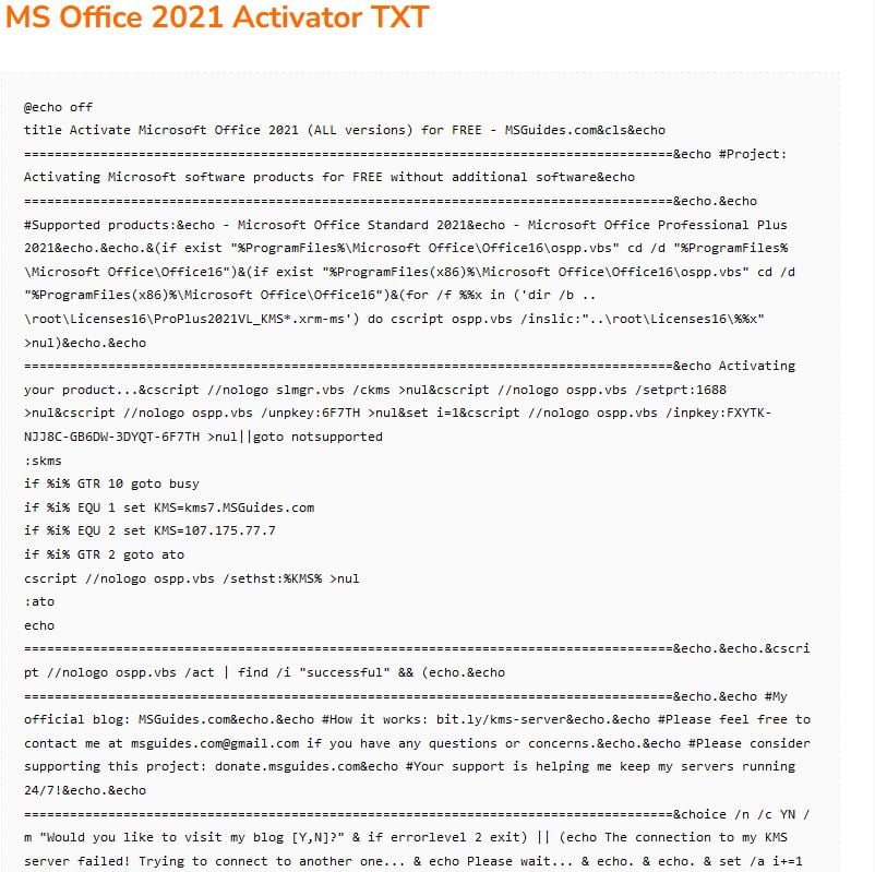 MS Office 2021 Activator TXT