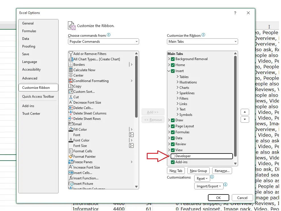 Add a Checkbox in Excel 1