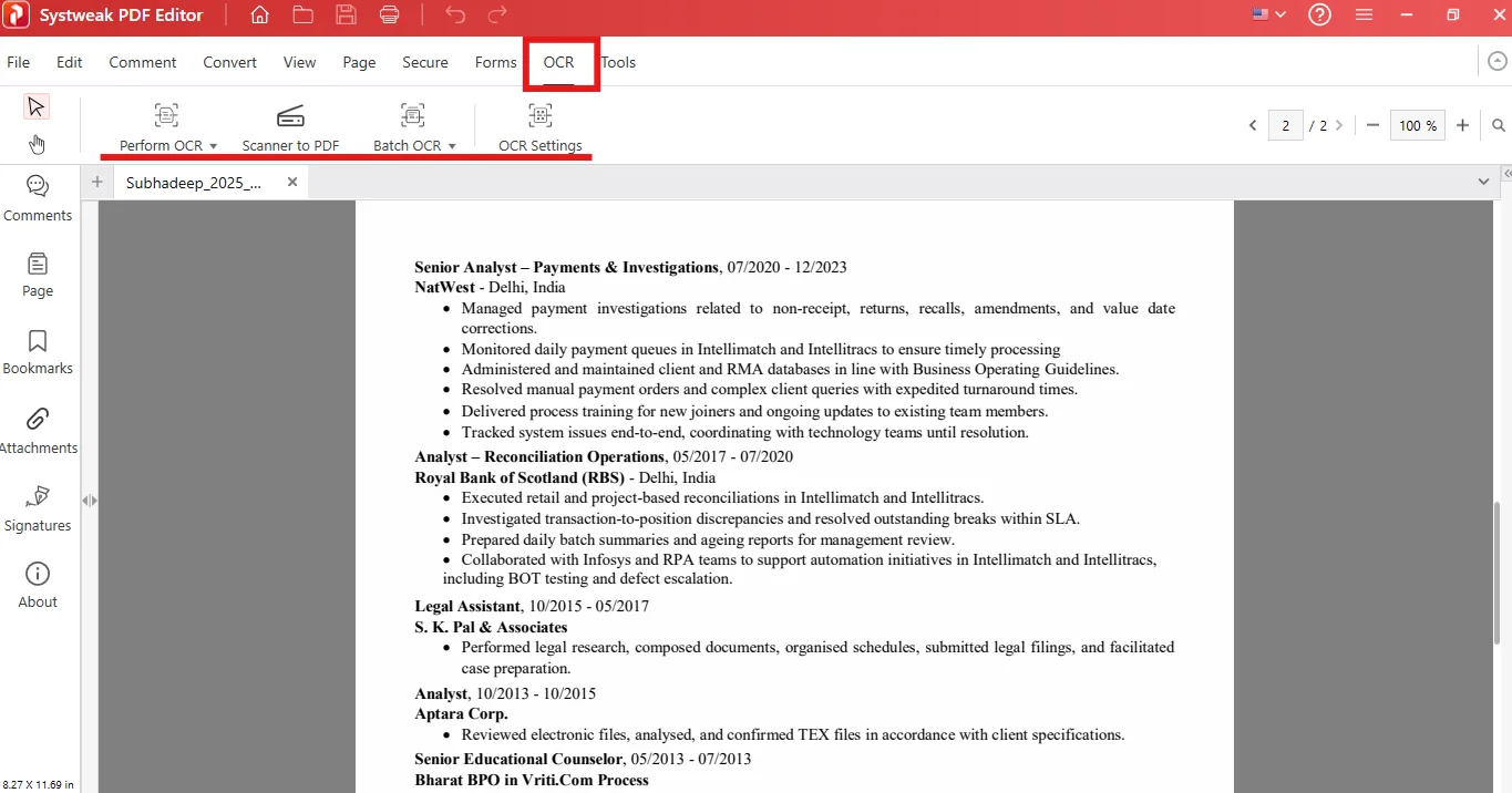 OCR (Optical Character Recognition)