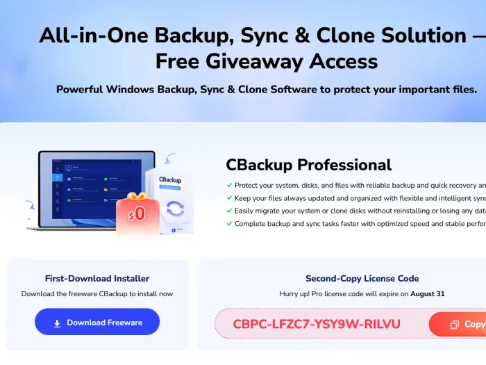 CBackup Professional Free License Giveaway