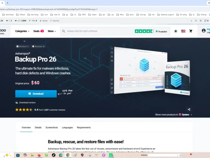 Giveaway Ashampoo Backup Pro 26 key